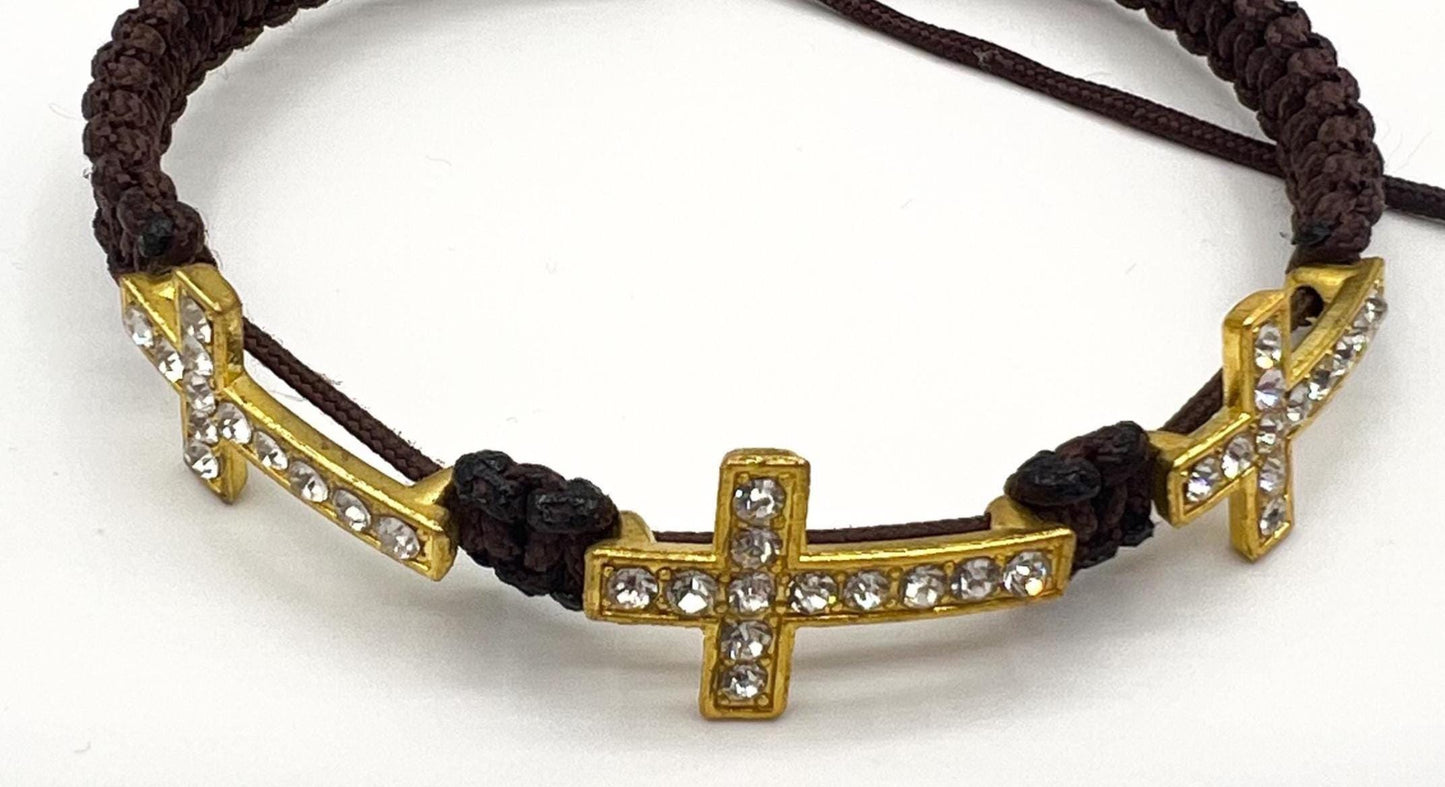 Cross Bracelet Catholic Jewelry Three Crosses Pendants Medal Religious Gift For Women Girls Teens Grandma