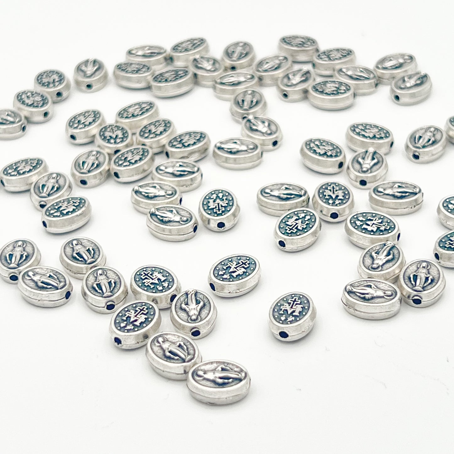 Miraculous Medal Oval Beads Charms