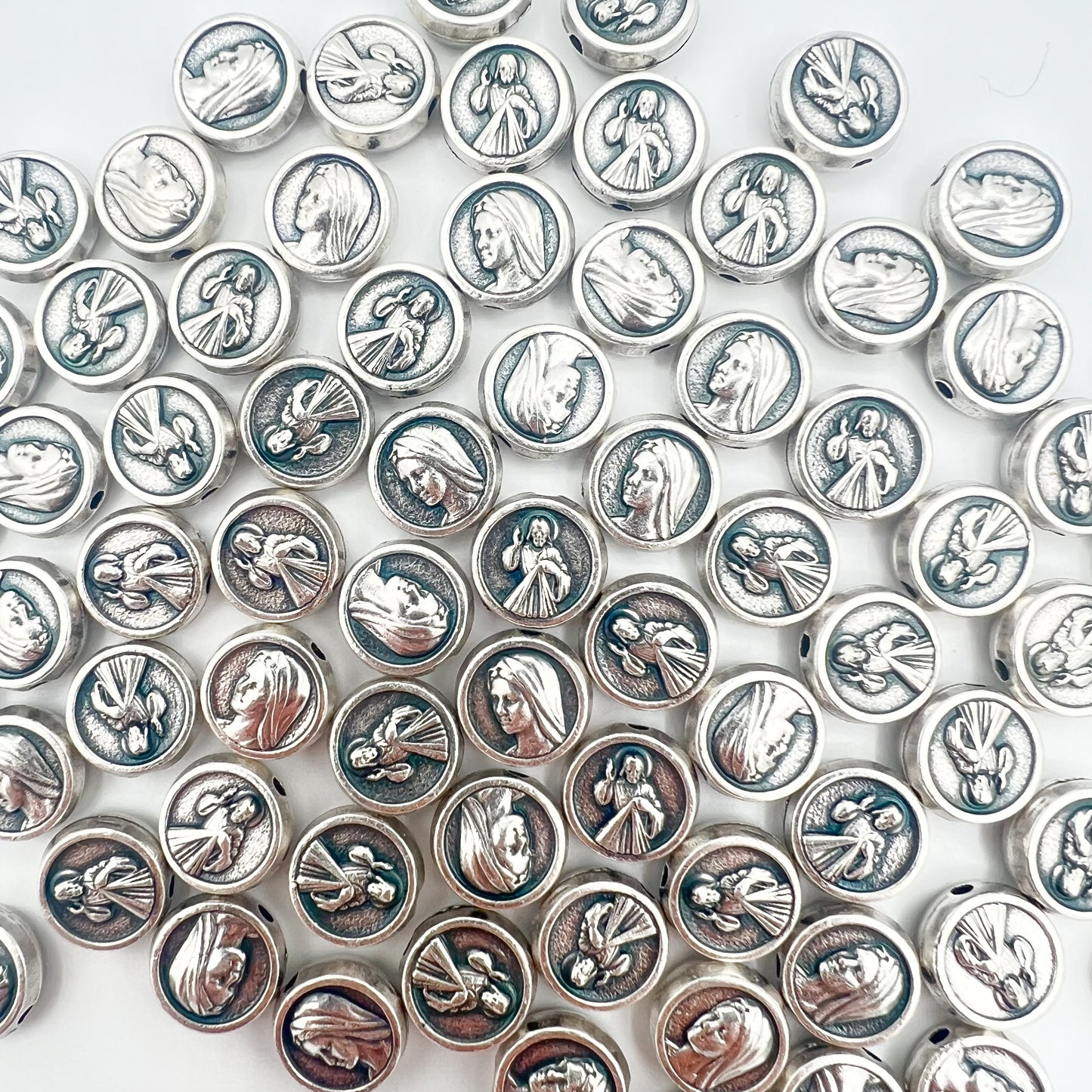 Divine Mercy Virgin Mary Round Beads Charms