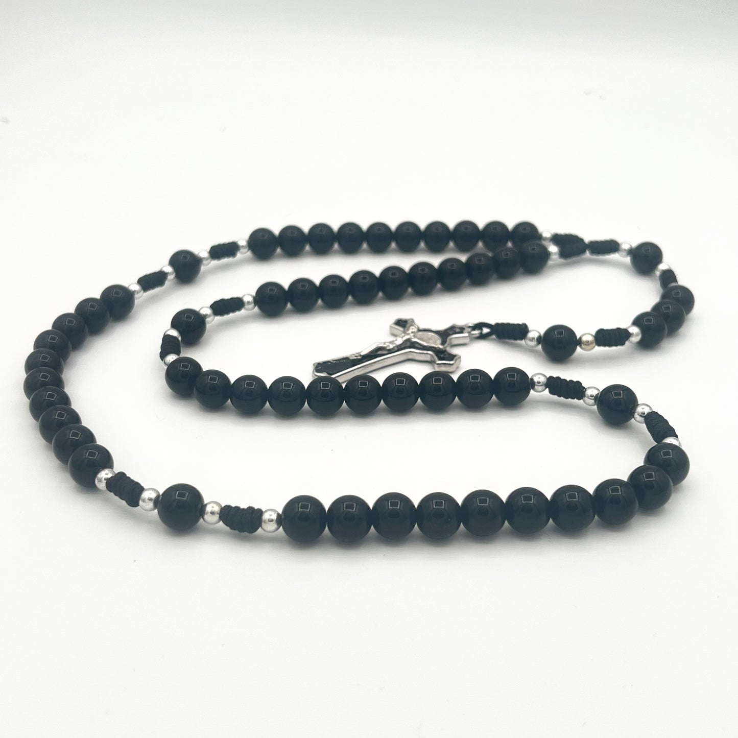Saint Benedict Black Rosary St Black Prayer Beads Cross Pendant Necklace Catholic Gift For Men Women