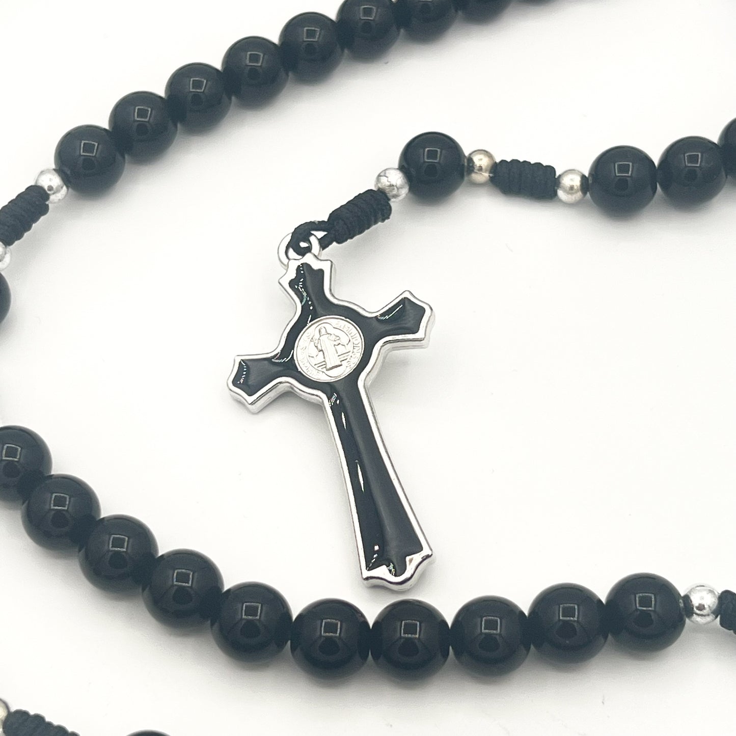 Saint Benedict Black Rosary St Black Prayer Beads Cross Pendant Necklace Catholic Gift For Men Women