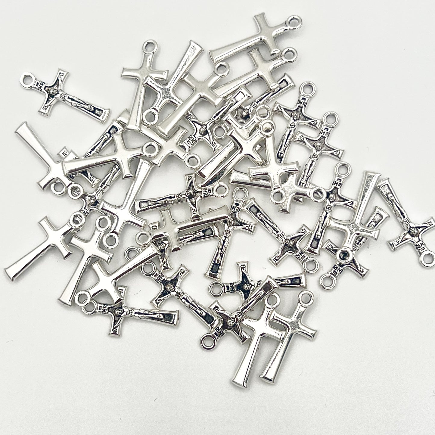 Small Crucifix Cross 24x13mm Pendant Charms Diy Jewelry Supplies CATHOLIC WHOLESALE Bulk Lot 25 50 100 200