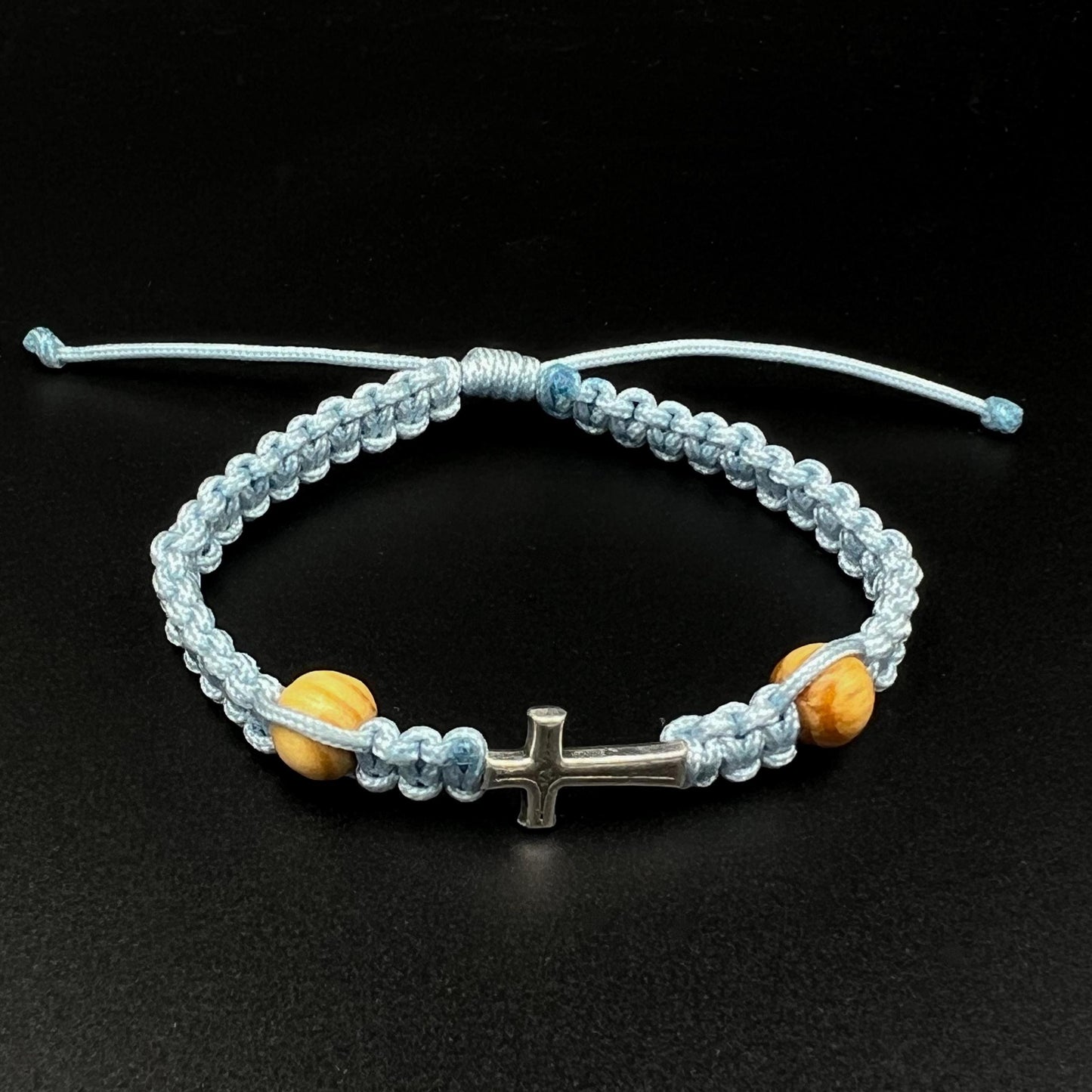 Catholic Cross Charm Pendant Bracelet For Girls Communion Confirmation Wooden Beads Pink Bracelet