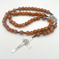 St Saint Benedict Rosary Chaplet 13mm Olive Wood Beads Large 30" Necklace Catholic Prayer Rosary San Benito Big Cross Centerpiece