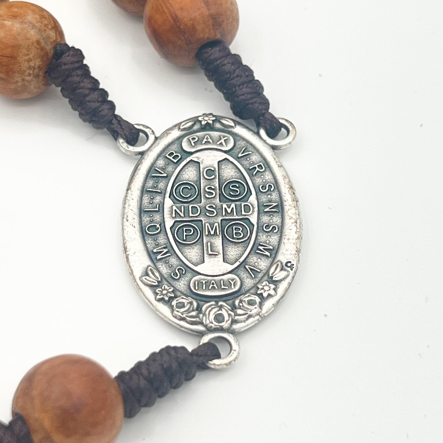 St Saint Benedict Rosary Chaplet 13mm Olive Wood Beads Large 30" Necklace Catholic Prayer Rosary San Benito Big Cross Centerpiece
