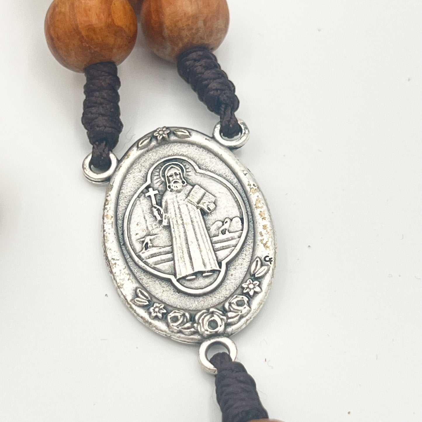 St Saint Benedict Rosary Chaplet 13mm Olive Wood Beads Large 30" Necklace Catholic Prayer Rosary San Benito Big Cross Centerpiece