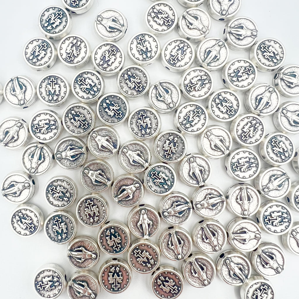 Miraculous Medal Round Beads Charms