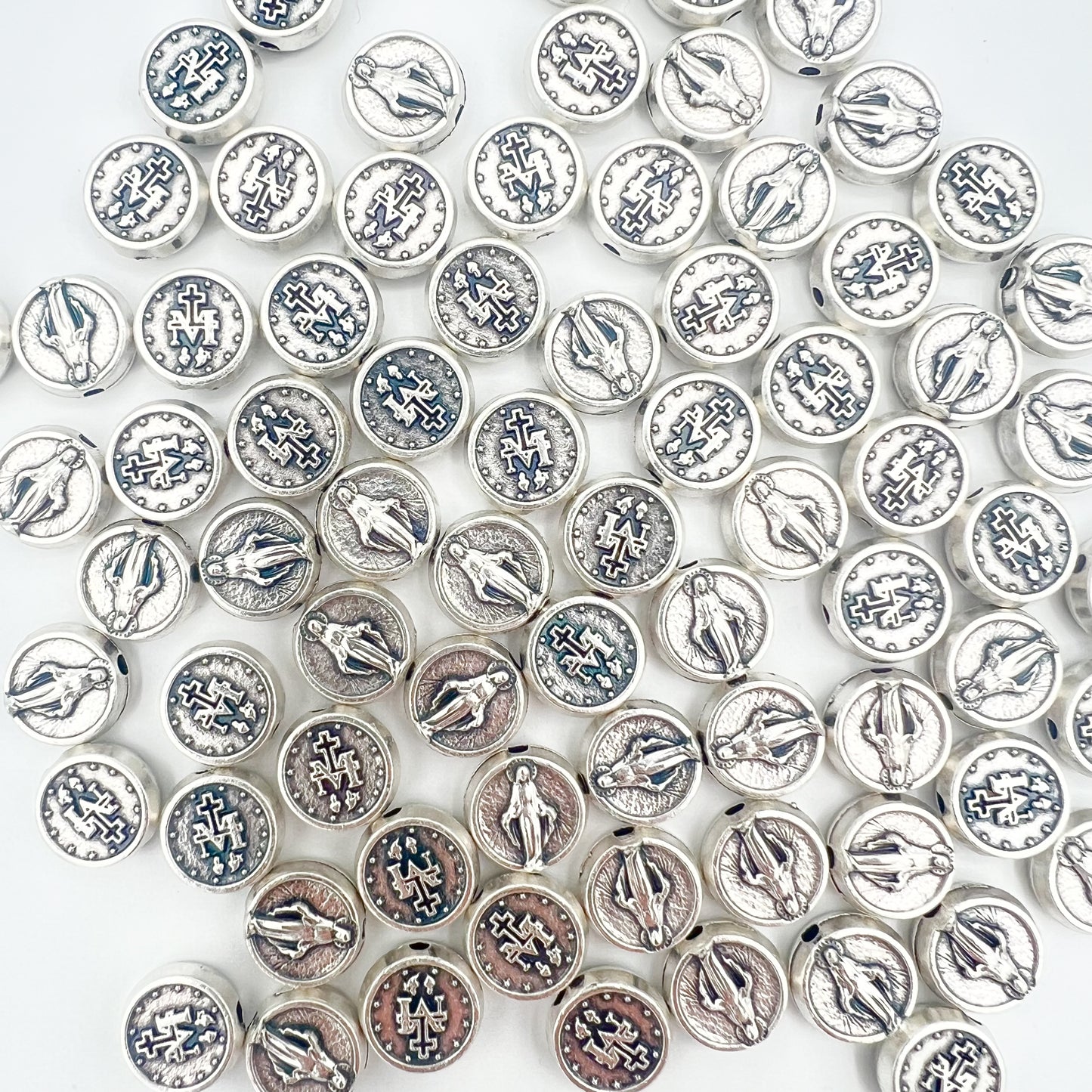 Miraculous Medal Round Beads Charms