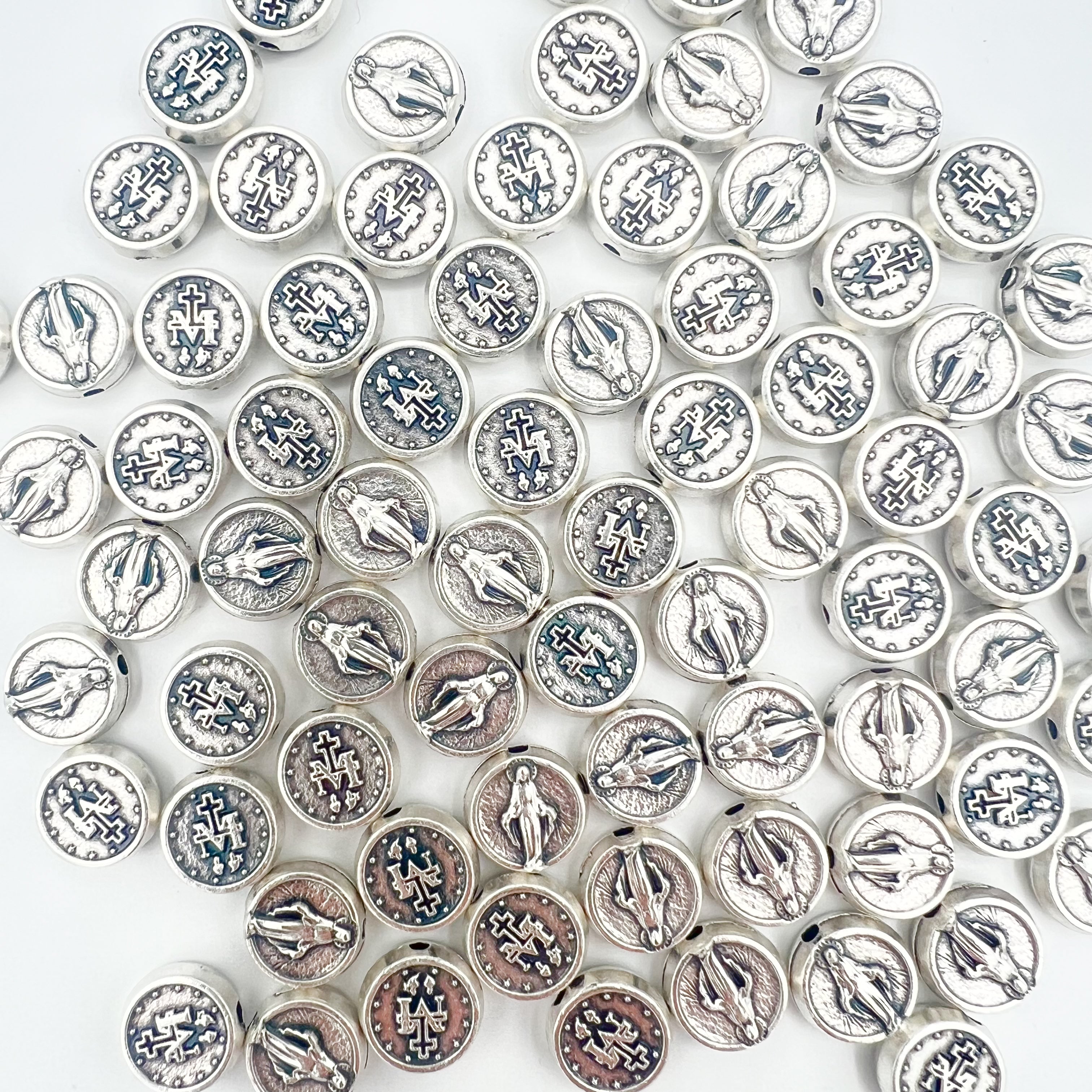 Miraculous Medal Round Beads Charms