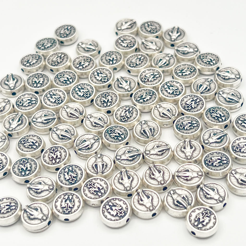 Miraculous Medal Round Beads Charms