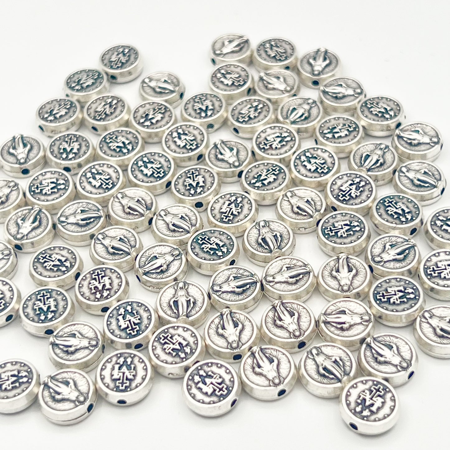 Miraculous Medal Round Beads Charms