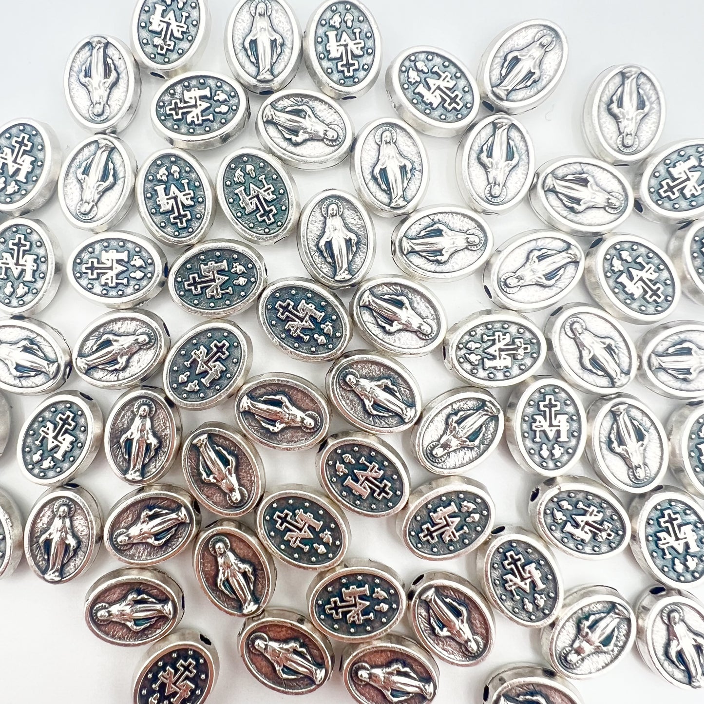 Miraculous Medal Oval Beads Charms