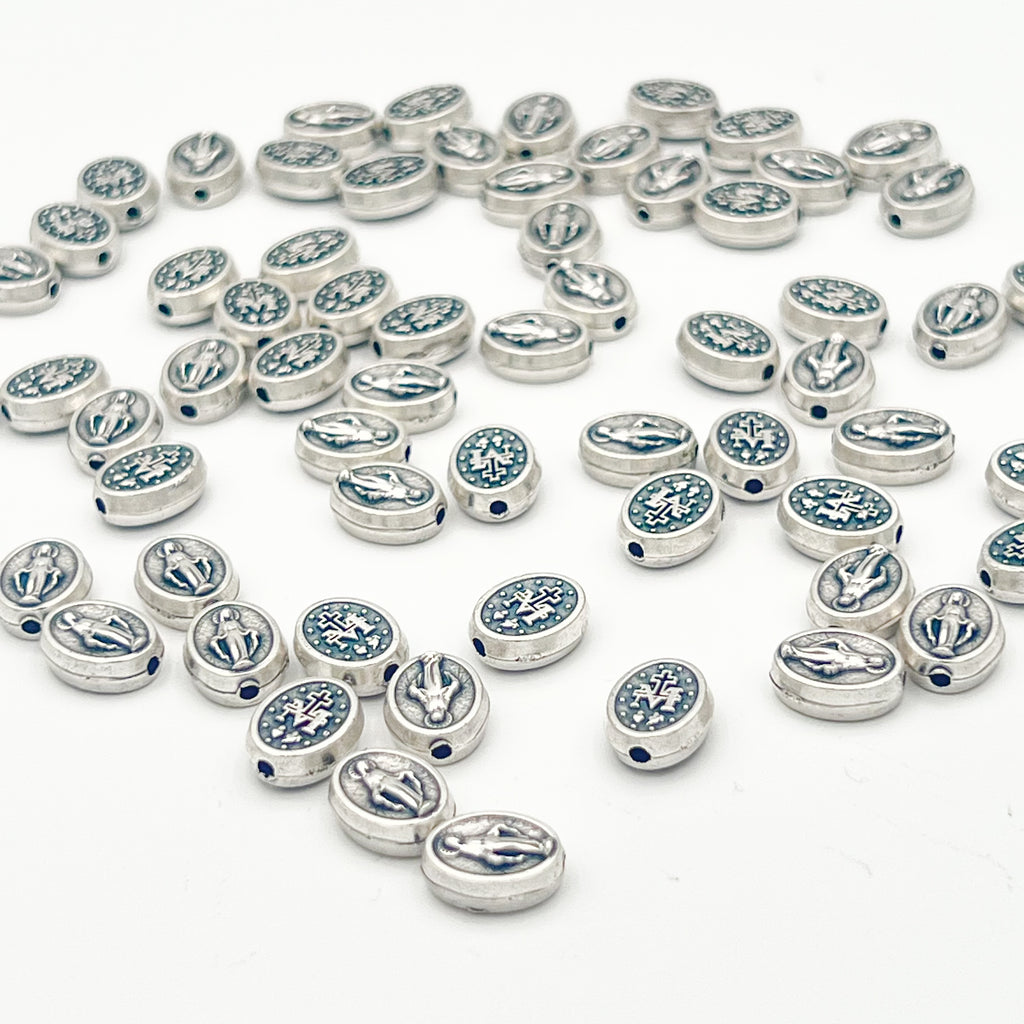 Miraculous Medal Oval Beads Charms
