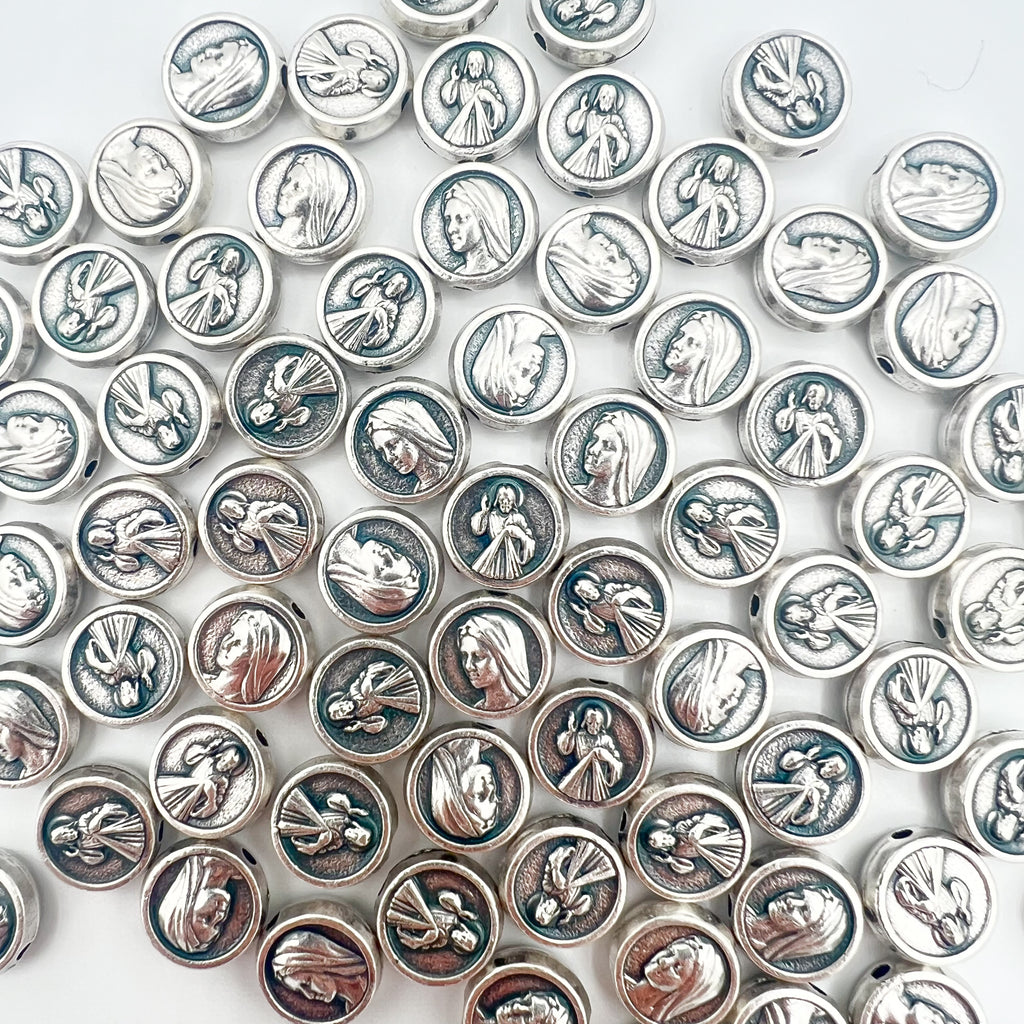 Divine Mercy Virgin Mary Round Beads Charms