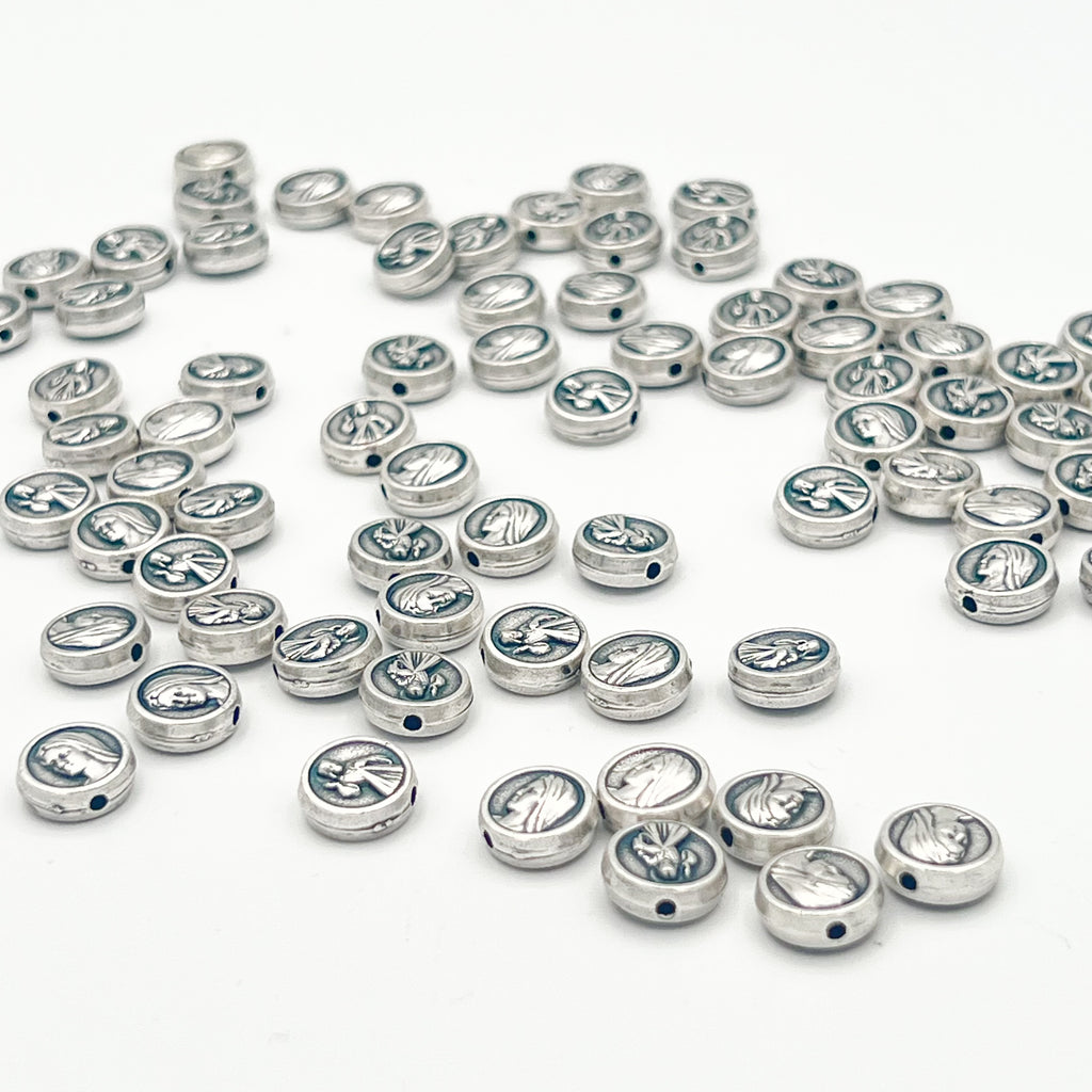Divine Mercy Virgin Mary Round Beads Charms