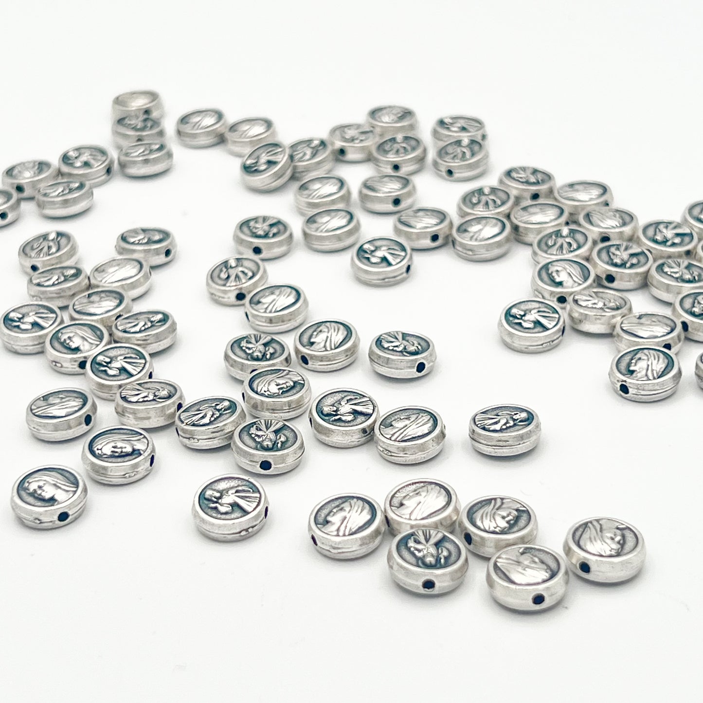 Divine Mercy Virgin Mary Round Beads Charms