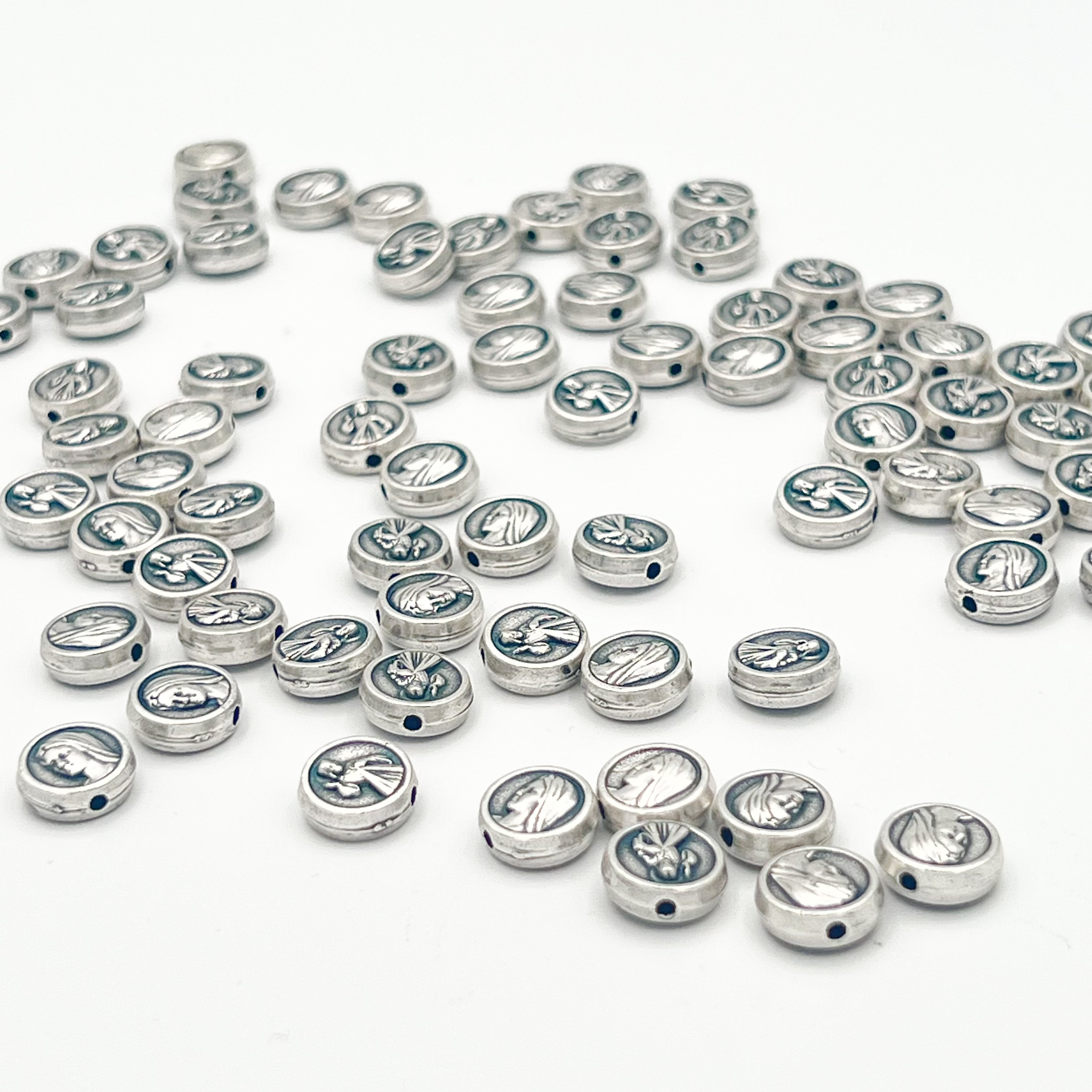 Divine Mercy Virgin Mary Round Beads Charms