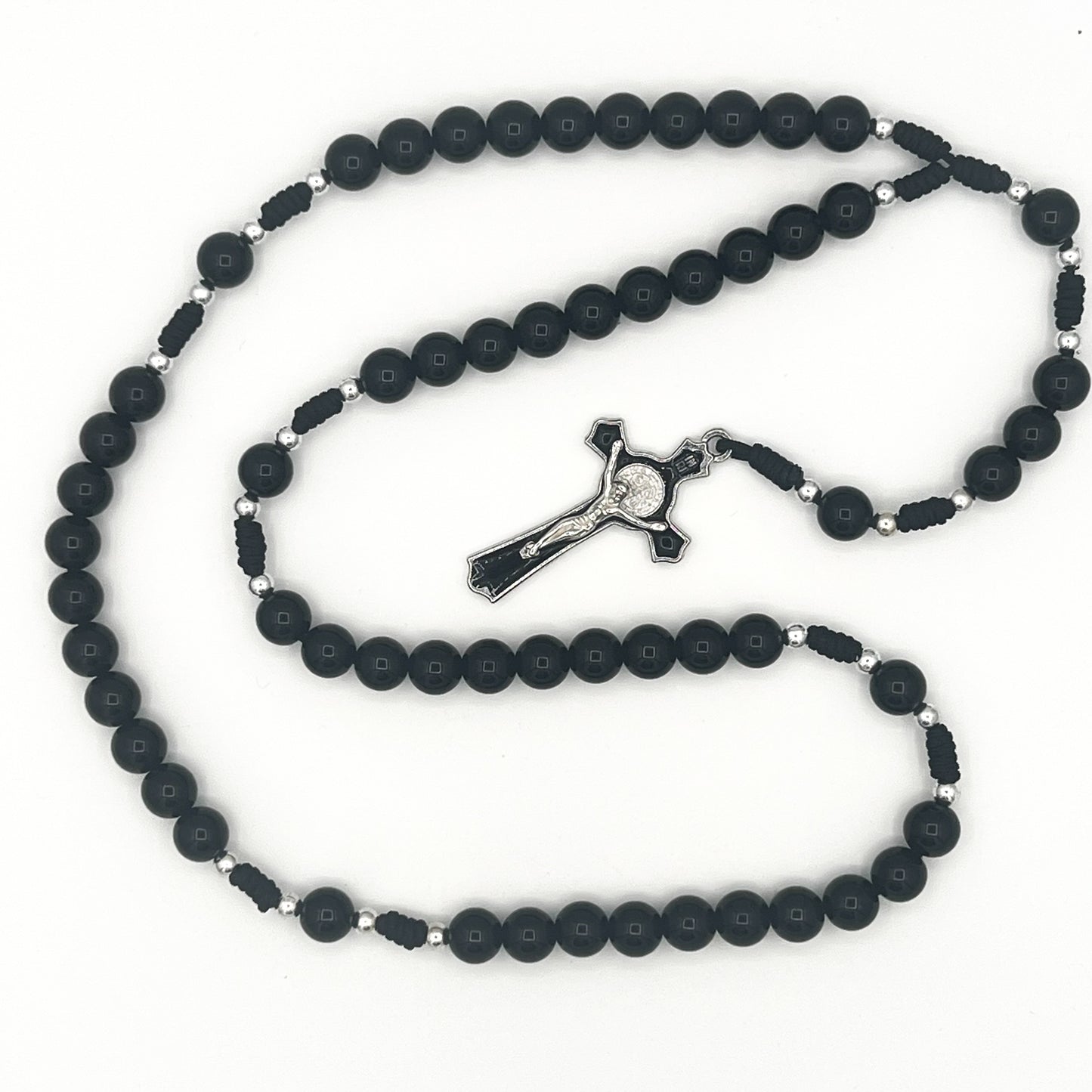 Saint Benedict Black Rosary St Black Prayer Beads Cross Pendant Necklace Catholic Gift For Men Women
