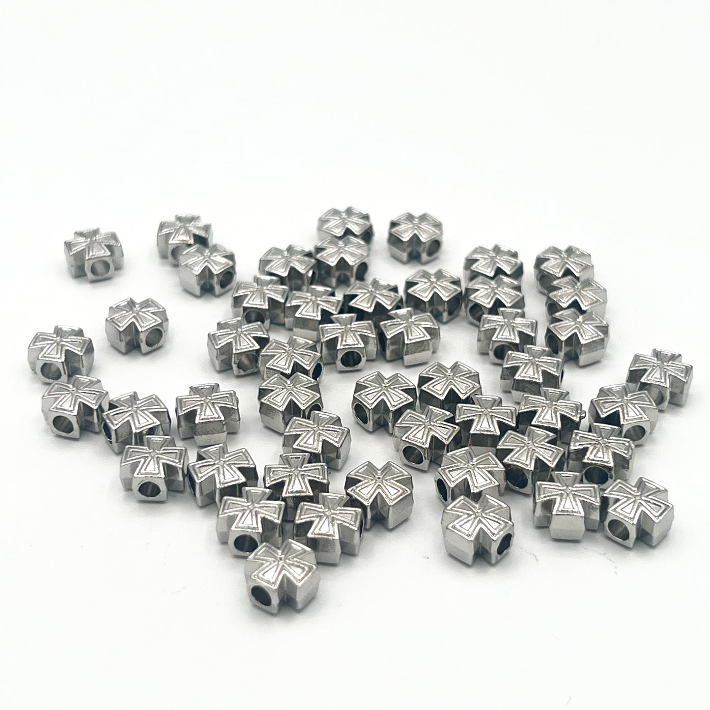 Silver Cross Beads Charms