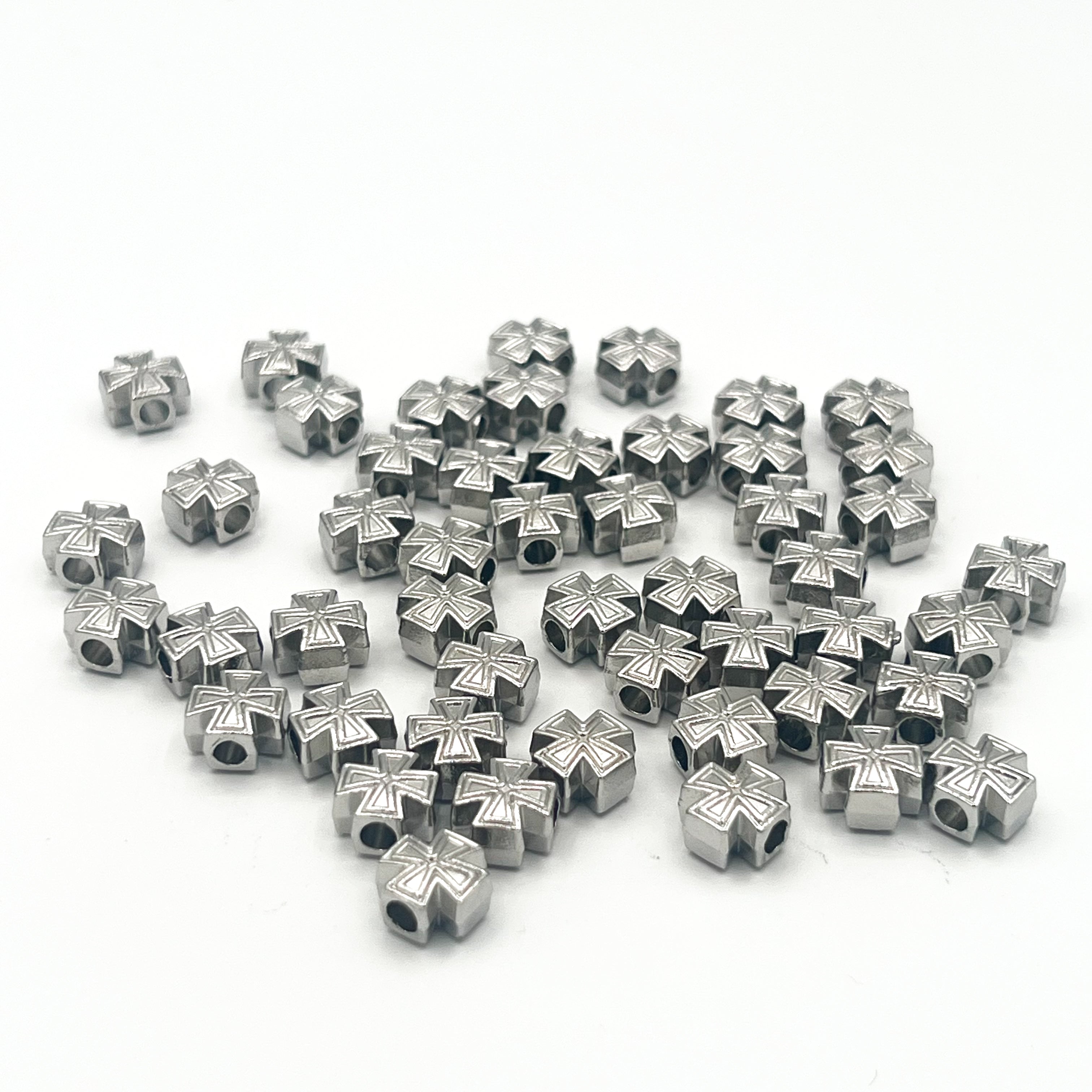 Silver Cross Beads Charms