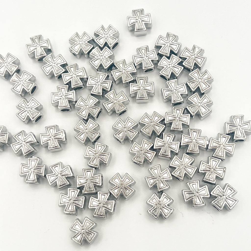 Silver Cross Beads Charms