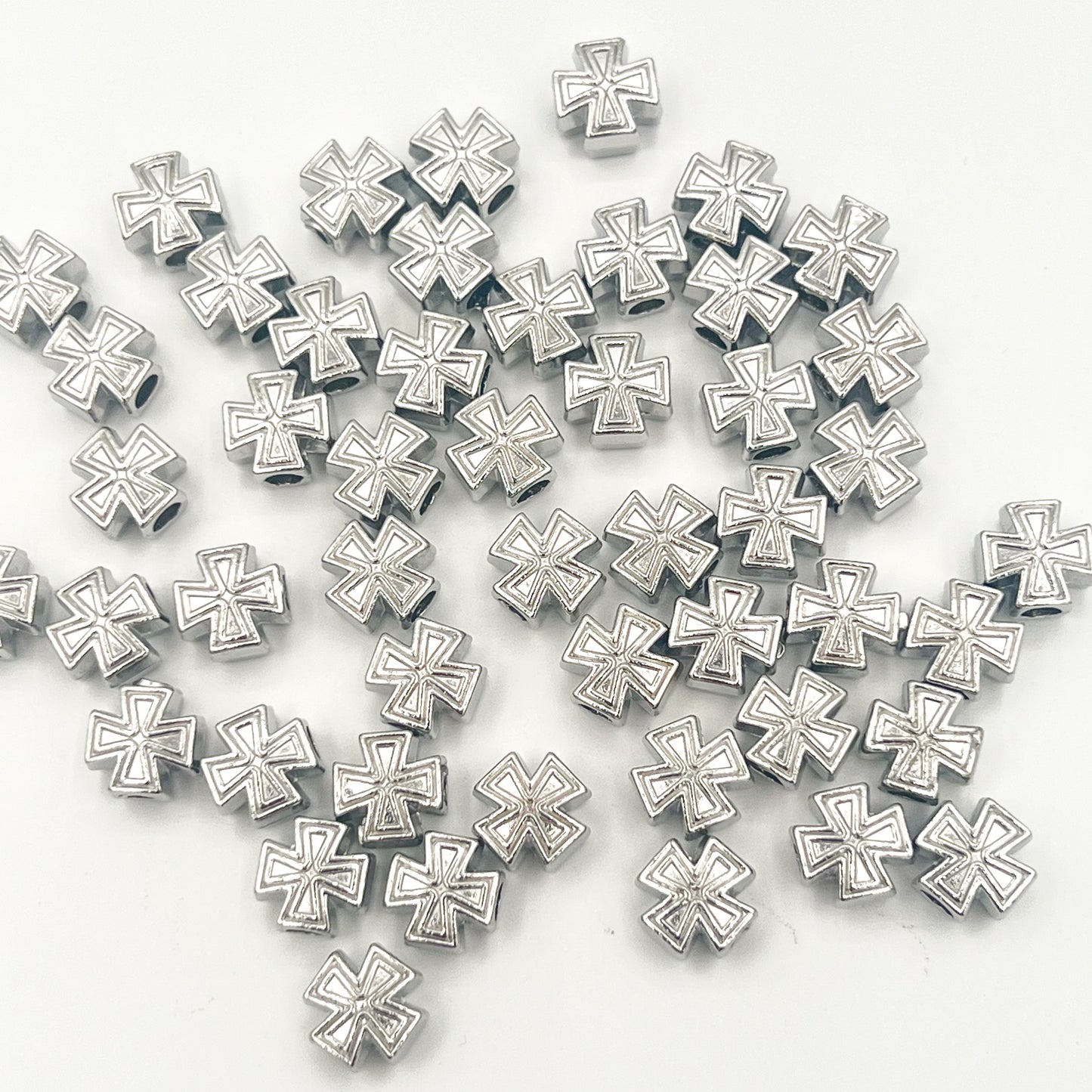 Silver Cross Beads Charms