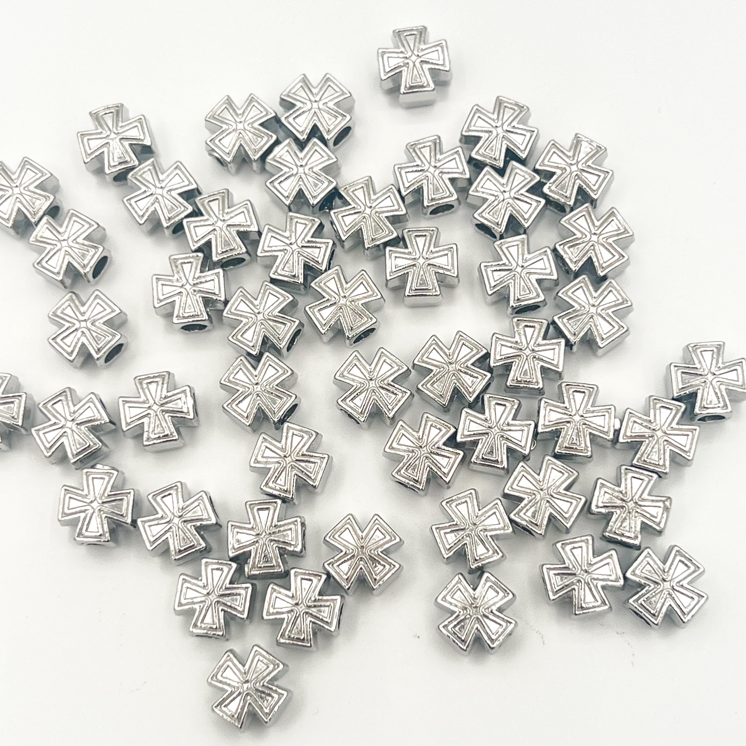 Silver Cross Beads Charms