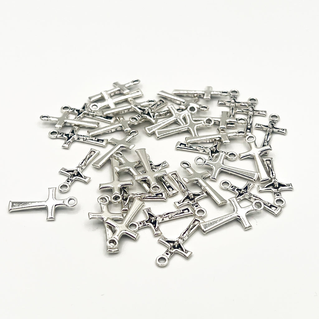 Small Crucifix Cross 24x13mm Pendant Charms Diy Jewelry Supplies CATHOLIC WHOLESALE Bulk Lot 25 50 100 200