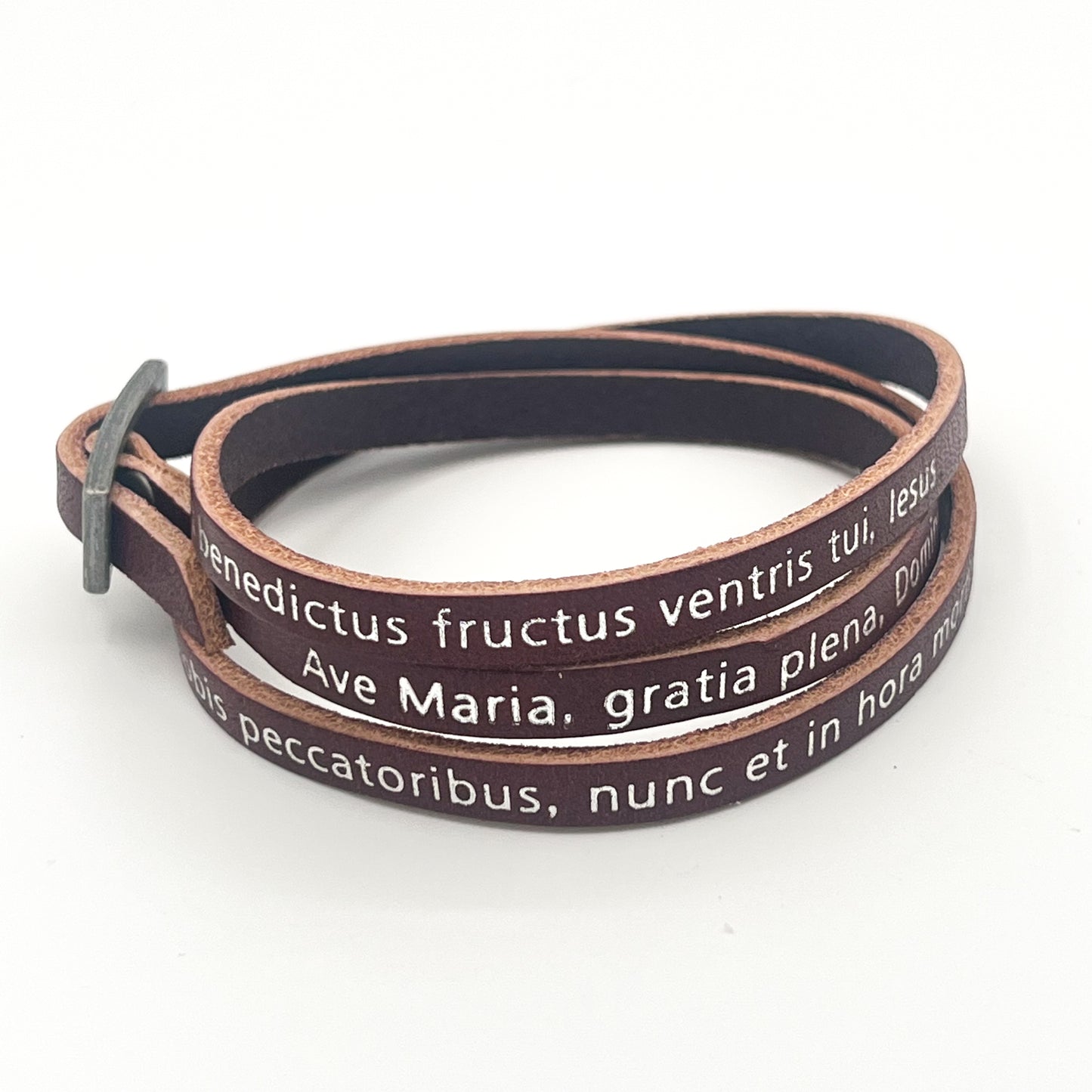 Ave Maria Hail Mary Virgin Mary Holy Mother Genuine Leather Bracelet