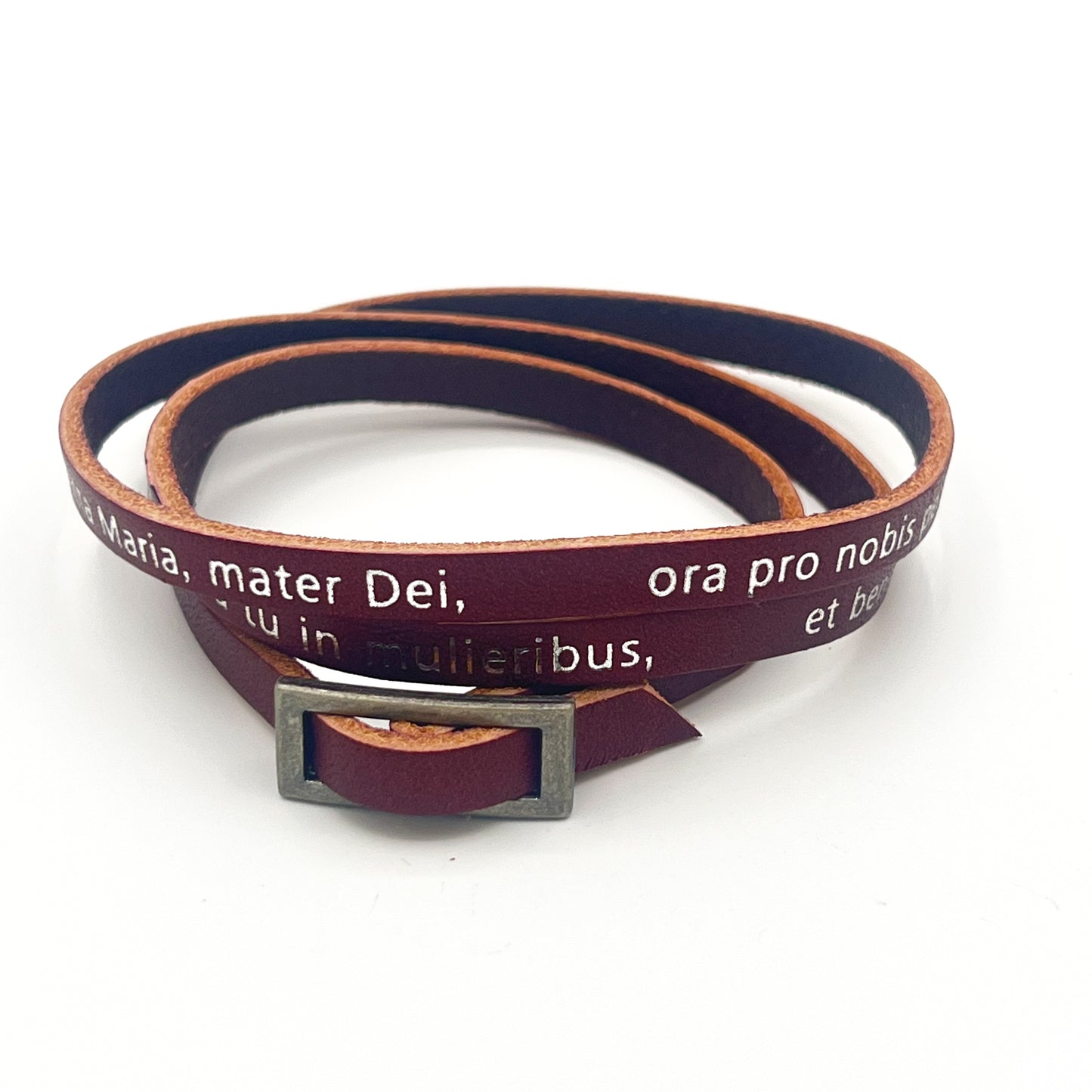 Ave Maria Hail Mary Virgin Mary Holy Mother Genuine Leather Bracelet