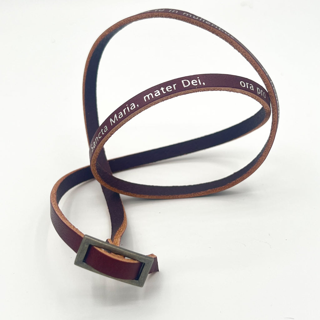 Ave Maria Hail Mary Virgin Mary Holy Mother Genuine Leather Bracelet