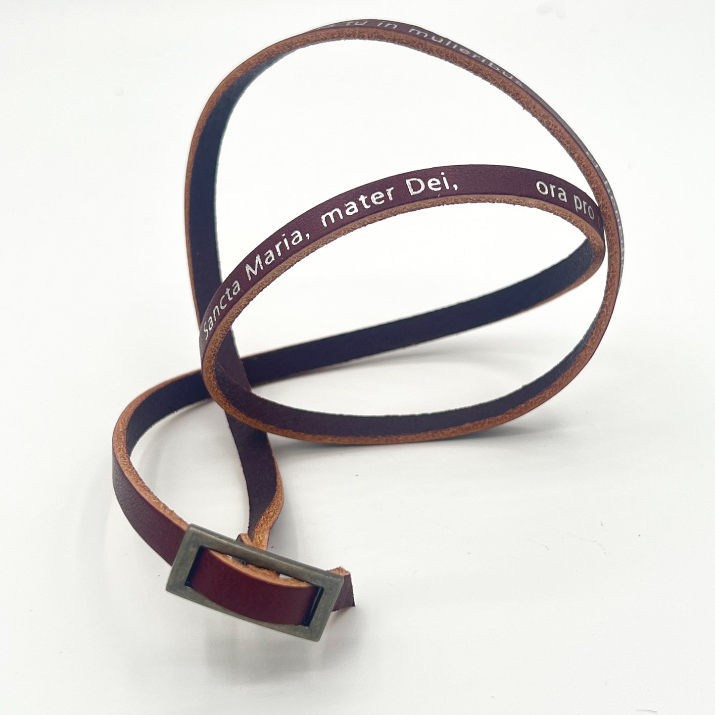 Ave Maria Hail Mary Virgin Mary Holy Mother Genuine Leather Bracelet