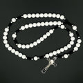 White Beads Black Cord Rosary St Benedict Pendant Cross Charm Religious Gift Necklace For Men Women Confirmation Communion Jewelry