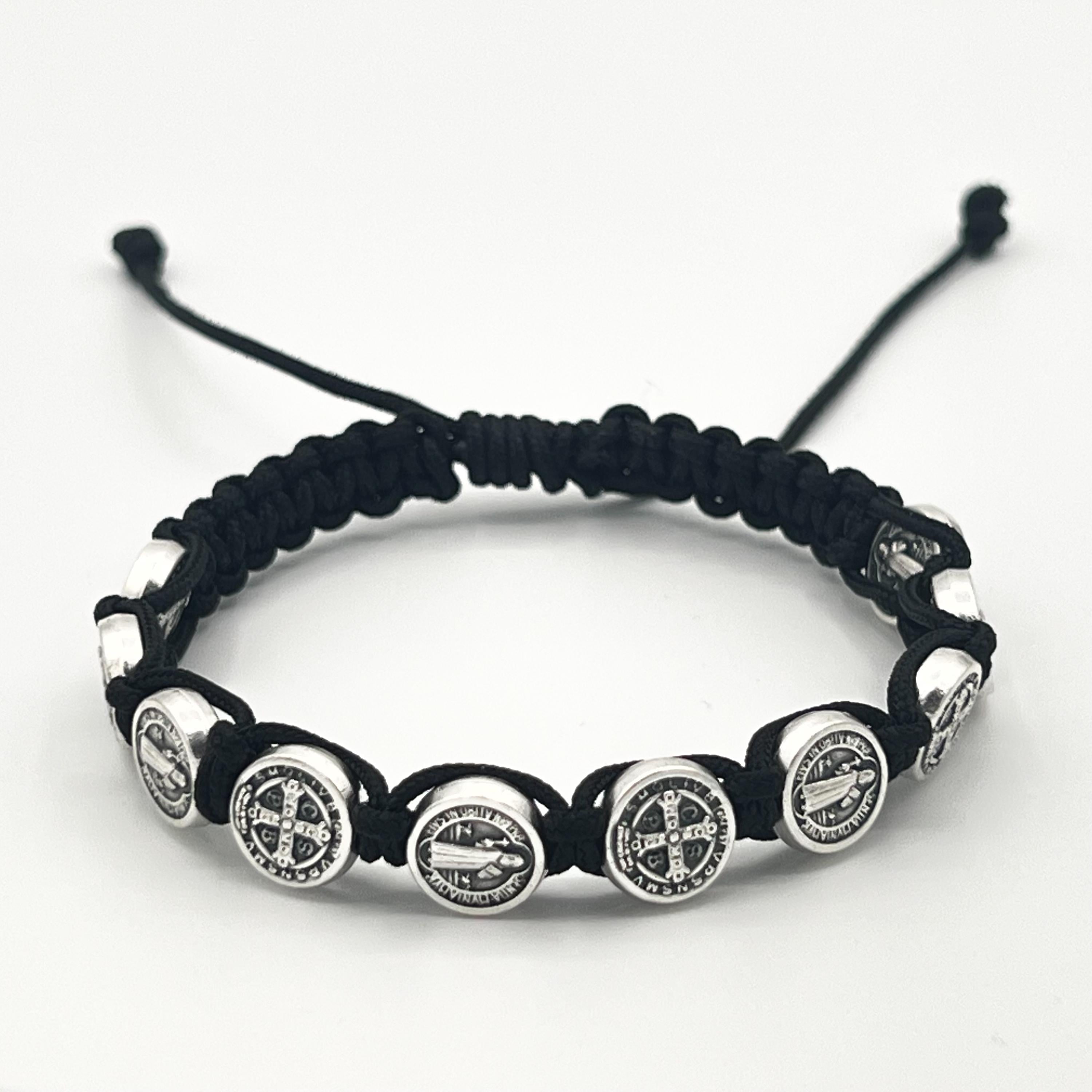 Catholic Protection Bracelet For Men Women Adult Saint Benedict Medal Religious Jewelry Gift Faith Cord Bracelet