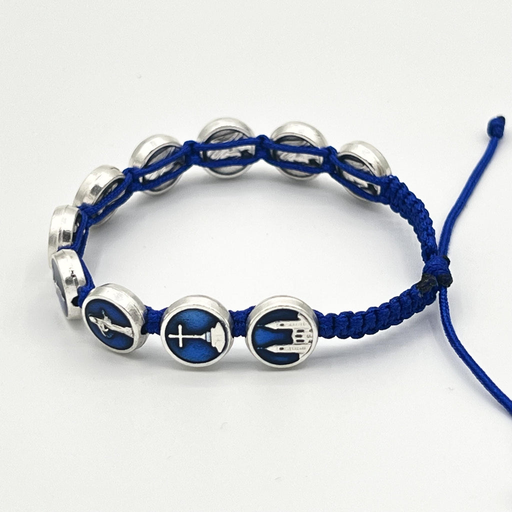 Medjugorje Rosary Bracelet Blue Cord Medals Virgin Mary Christ Apparition Hill Catholic Bracelet For Men Women Kids