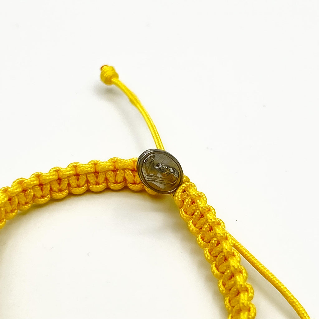 Yellow Catholic Bracelet With Floral Cross Charm Pendant Virgin Mary Divine Mercy Religious Medal Catholic Gift For Men Women Boys Girls